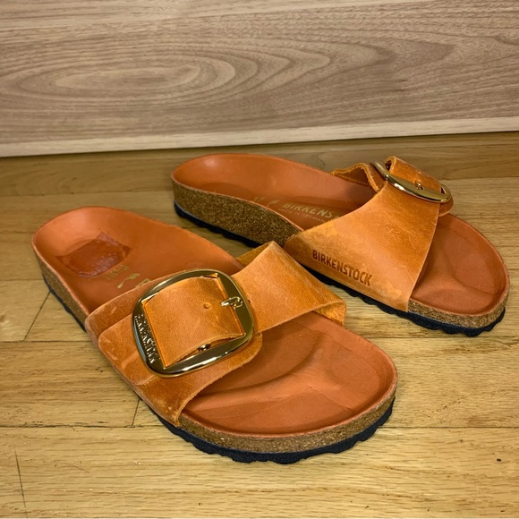 Birkenstock Madrid Big Buckle Oiled Leather Sandals in Burnt Orange - Size 37 - Picture 2 of 10
